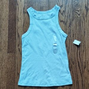 GAP Sky Blue Ribbed High Neck Tank